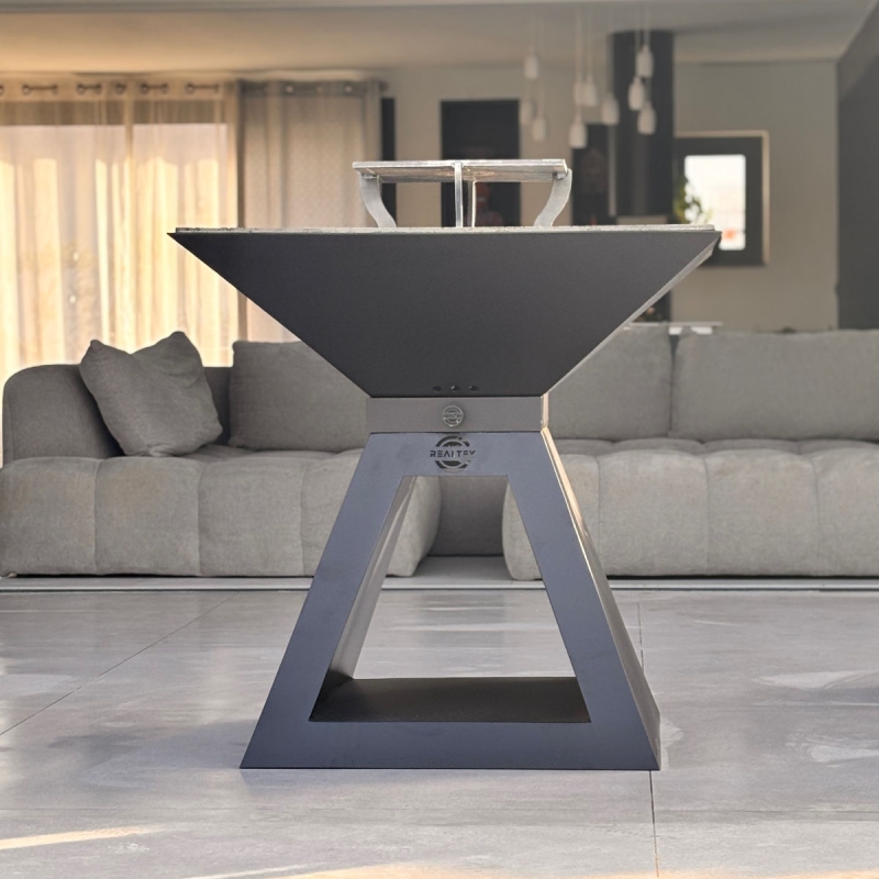 Braséro thermolaqué entier 68cm:  Socle Acier + Cuve et plaque Acier + Grille Acier REALTEK FR 83