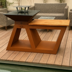 Braséro Design avec planche intégrée en Corten REALTEK