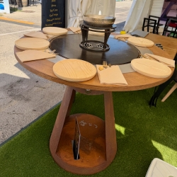 Braséro Barbecue entier Rond 70cm: Socle Corten + Cuve Corten et plaque Acier Realtek FR