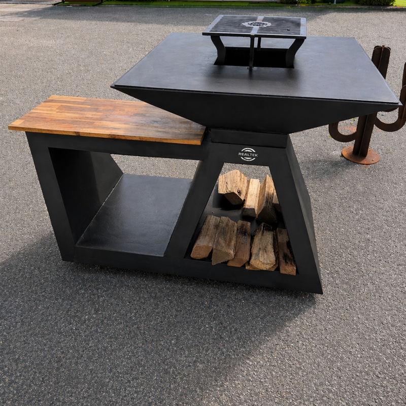 Braséro Design avec planche intégrée en acier Thermolaqué 90cm